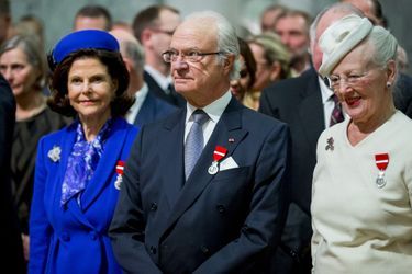 La reine Silvia et le roi Carl XVI Gustaf de Suède et la reine Margrethe II de Danemark à Oslo, le 17 janvier 2016