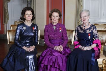Les reines Silvia de Suède, Sonja de Norvège et Margrethe II de Danemark à Oslo, le 17 janvier 2016
