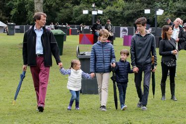 La princesse Marie et le prince Joachim de Danemark avec Athena, Félix, Henrik et Nikolai à Tonder, le 30 août 2015