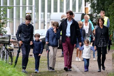 La princesse Marie et le prince Joachim de Danemark avec Nikolai, Henrik, Félix et Athena à Tonder, le 30 août 2015