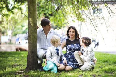 La princesse Tessy du Luxembourg, avec son époux le prince Louis et leurs deux fils, les princes Gabriel et Noah, en 2014