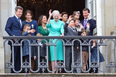 Les princesses Mary et Marie de Danemark avec la famille royale lors des 75 ans de la reine Margrethe II, le 16 avril 2015