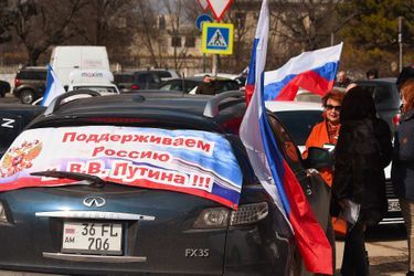 Célébration de l'anniversaire du referendum sur l'annexion de la Crimée à Simferopol, le 18 mars 2022.