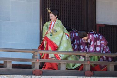 L&#039;impératrice Masako du Japon en costume traditionnel à Tokyo, le 8 mai 2019