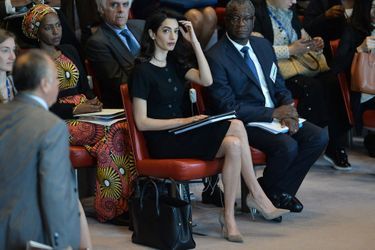 Amal Clooney et Denis Mukwege au siège des Nations unies à New York le 23 avril 2019