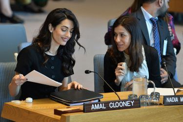 Amal Clooney et Nadia Murad au siège des Nations unies à New York le 23 avril 2019