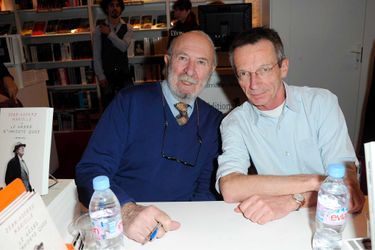 Jean-Pierre Marielle et Patrice Leconte au Salon du livre de Paris, en mars 2011.