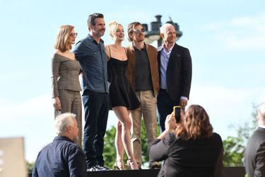 Jessica Chastain, Simon Kinberg, Sophie Turner, Michael Fassbender et Hutch Parker à Paris le 26 avril 2019
