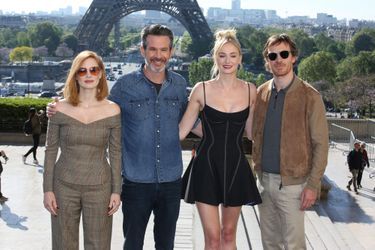 Jessica Chastain, Simon Kinberg, Sophie Turner et Michael Fassbender à Paris le 26 avril 2019