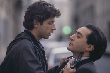 Patrick Bruel et Richard Berry sur le tournage du film «L'union sacrée» en 1989