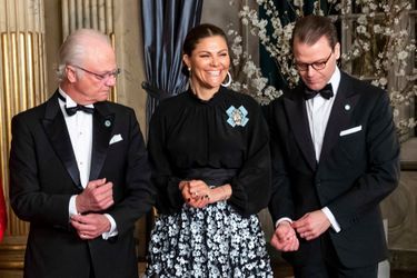 La princesse Victoria avec le roi Carl XVI Gustaf et le prince consort Daniel de Suède à Stockholm, le 14 mars 2019