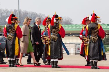 La reine Mathilde et le roi des Belges Philippe à Séoul, le 28 mars 2019