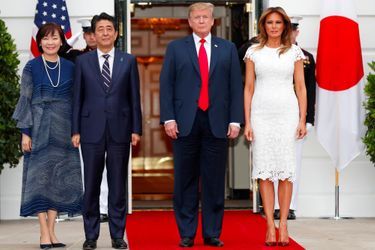 Akie et Shinzo Abe, Donald et Melania Trump à la Maison-Blanche, le 26 avril 2019.
