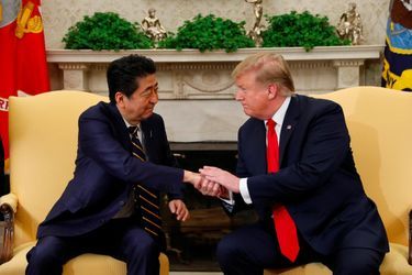 Shinzo Abe et Donald Melania Trump à la Maison-Blanche, le 26 avril 2019.