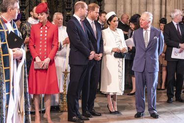 Kate Middleton, le prince William, le prince Harry, Meghan Markle et le prince Charles au service religieux lors de la journée du Commonwealth à Londres