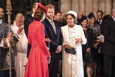 Kate Middleton, le prince William, le prince Harry et Meghan Markle au service religieux lors de la journée du Commonwealth à Londres