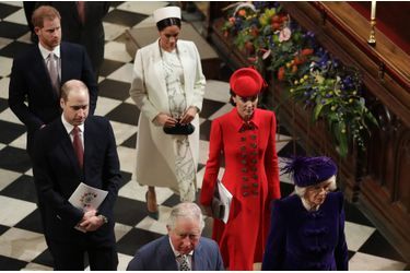 Kate Middleton, le prince William, le prince Harry et Meghan Markle au service religieux lors de la journée du Commonwealth à Londres