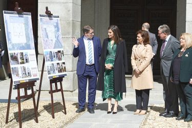 La reine Letizia d'Espagne au couvent royal de la Encarnación à Madrid, le 10 avril 2019