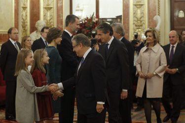 Les princesses Sofia et Leonor avec la reine Letizia et le roi Felipe VI d&#039;Espagne à Madrid, le 17 novembre 2016