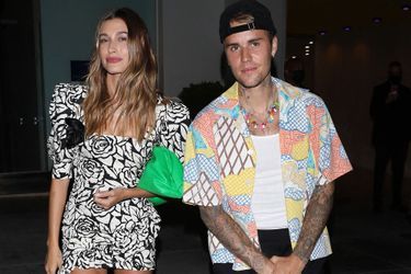Justin Bieber et sa femme Hailey lors d&#039;un dîner à Beverly Hills, le 24 août 2021.