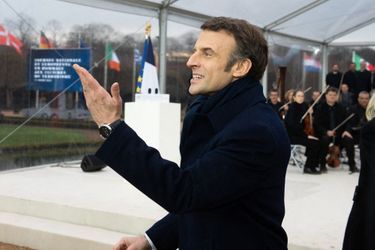Emmanuel Macron, vendredi lors de l&#039;hommage aux victimes du terrorisme, à Versailles.