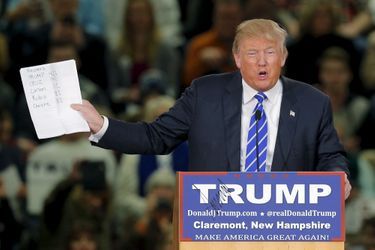 Donald Trump lors d&#039;un meeting à Claremont, dans le New Hampshire, le 6 janvier.