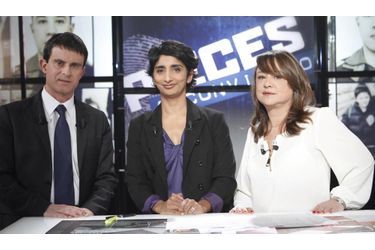 <br />
Manuel Valls , Patricia Loison et Delphine Byrka, sur le plateau de Pièces à conviction.