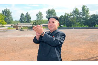<br />
Kim Jong-un semble regarder dans le ciel. 