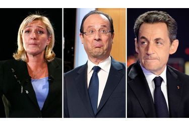 <br />
Marine Le Pen, François Hollande et Nicolas Sarkozy.