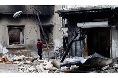 <br />
Dans les rues de Homs, le 23 janvier dernier.
