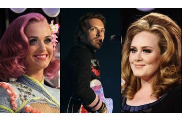<br />
Katy Perry, Chris Martin et Adele