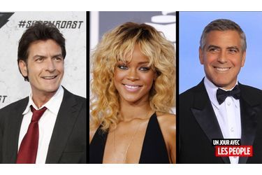 <br />
Charlie Sheen, Rihanna et George Clooney