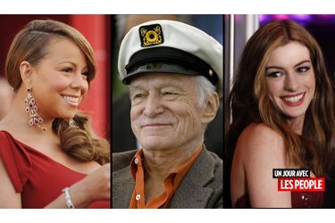<br />
Mariah Carey, Hugh Hefner et Anne Hathaway