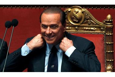 <br />
Silvio Berlusconi à la conférence de presse d'aujourd'hui.
