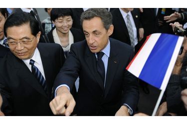 <br />
Nicolas Sarkozy et le président chinois Hu Jintao, à Nice, le 5 novembre.