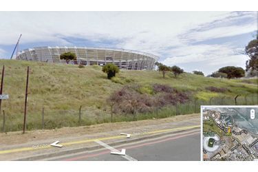 <br />
Le stade de Green Point Stadium au Cap où la France affrontera l&#039;Uruguay le 11 juin pour son premier match, vu par Google Street View.