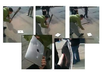 <br />
Très regardée sur Youtube : la destruction d'iPad
