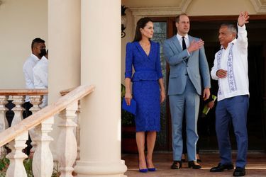 Kate Middleton et le prince William avec le Premier ministre du Belize à Belize City, le 19 mars 2022