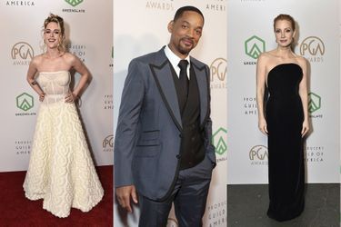 Kristen Stewart, Will Smith et Jessica Chastain lors de la cérémonie annuelle des «Producers Guild Awards», à Los Angeles, le 19 mars 2022.
