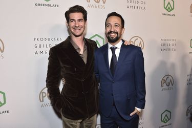 Andrew Garfield et Lin-Manuel Miranda lors de la cérémonie annuelle des «Producers Guild Awards», à Los Angeles, le 19 mars 2022.