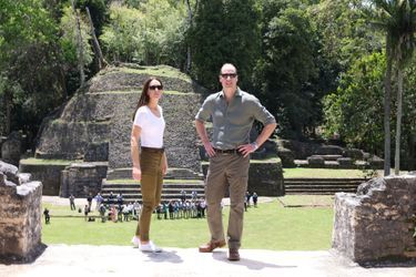 Kate Middleton, duchesse de Cambridge, et le prince William sur le site archéologique de Caracol au Belize, le 21 mars 2022