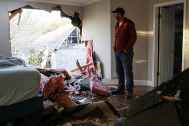 Une maison détruite par une tornade à Round Rock, au Texas.