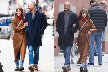 Lily Collins et son mari Charlie McDowell dans les rues de New York, le 23 mars 2022.