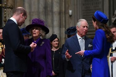 Les princes Charles et William avec Camilla Parker Bowles et Kate Middleton à l&#039;abbaye de Westminster, le 14 mars 2022