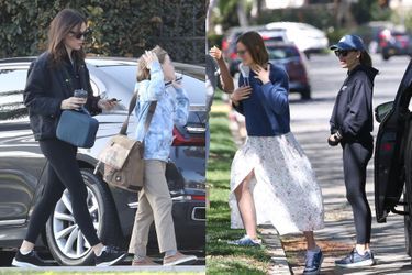 Jennifer Garner avec ses enfants Samuel et Violet, à Los Angeles, le 10 et 12 mars 2022.