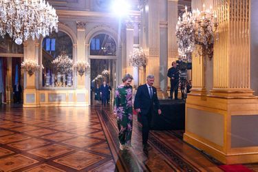 La reine Mathilde et le roi des Belges Philippe au Palais royal à Bruxelles, le 30 mars 2022