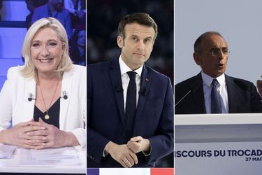 Marine Le Pen, Emmanuel Macron et Eric Zemmour (montage) 