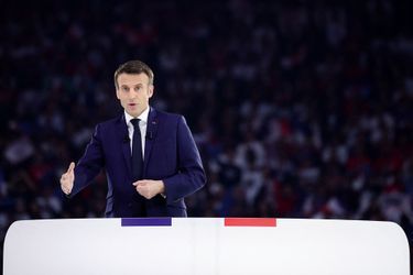 Emmanuel Macron, samedi lors de son meeting à la U Arena. 