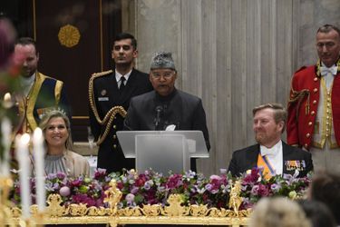 La reine Maxima et le roi Willem-Alexander des Pays-Bas avec le président indien à Amsterdam, le 5 avril 2022