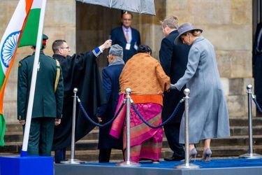La reine Maxima et le roi Willem-Alexander des Pays-Bas avec le président indien à Amsterdam, le 5 avril 2022